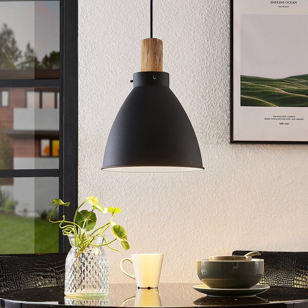 Lindby Trebale viseća svjetiljka, E27, Ø 28 cm, crna, metalna, prigušiva, Crno, Dnevni boravak/blagovaonica, Metal