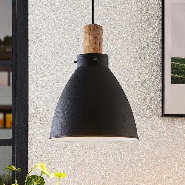 Lindby Trebale viseća svjetiljka, E27, Ø 28 cm, crna, metalna, prigušiva, Crno, Dnevni boravak/blagovaonica, Metal