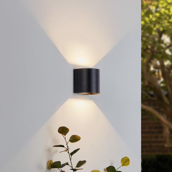 Lindby Gladis LED vanjska zidna svjetiljka, Crno, Metal