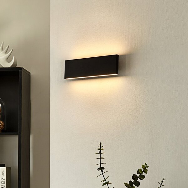 Lindby LED zidna lampa Ignazia, 28cm, crna, metal, gore/dolje, prigušiva, Crno, Dnevni boravak/blagovaonica, Metal