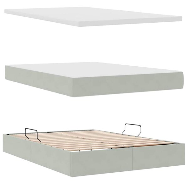 Krevet s madracem i skladištem Svijetlo siva 140 x 200 cm - Svjetlosiva / 140 x 200 cm