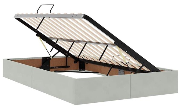 Krevet s od storage Svijetlo siva 120 x 200 cm Baršun - Siva / 120 x 200 cm