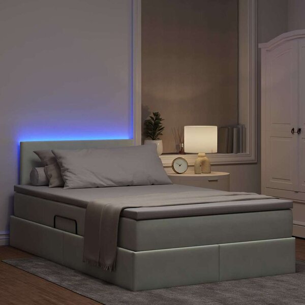 Krevet s prostorom za pohranu s LED-om 120 x 200 cm Baršun - Svjetlosiva / 120 x 200 cm