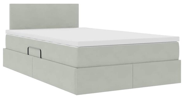 Krevet s prostorom za pohranu s LED-om 120 x 200 cm Baršun - Svjetlosiva / 120 x 200 cm