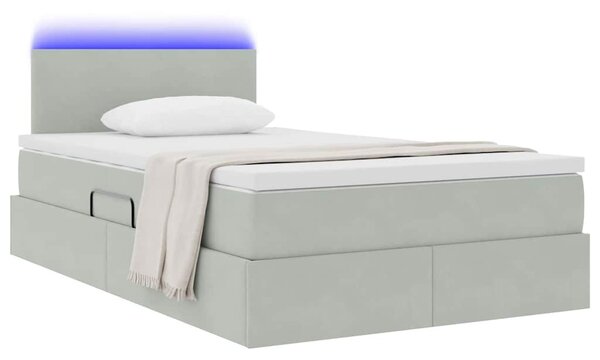 Krevet s prostorom za pohranu s LED-om 120 x 200 cm Baršun - Svjetlosiva / 120 x 200 cm