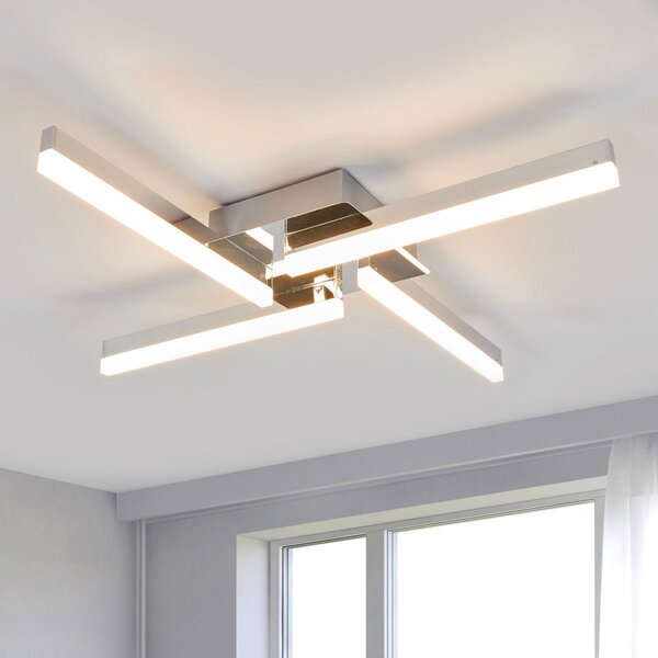 Lindby LED stropna svjetiljka Patrik, 59 cm, 4 žarulje, krom, IP44, Metalik, kupaonica, Metal