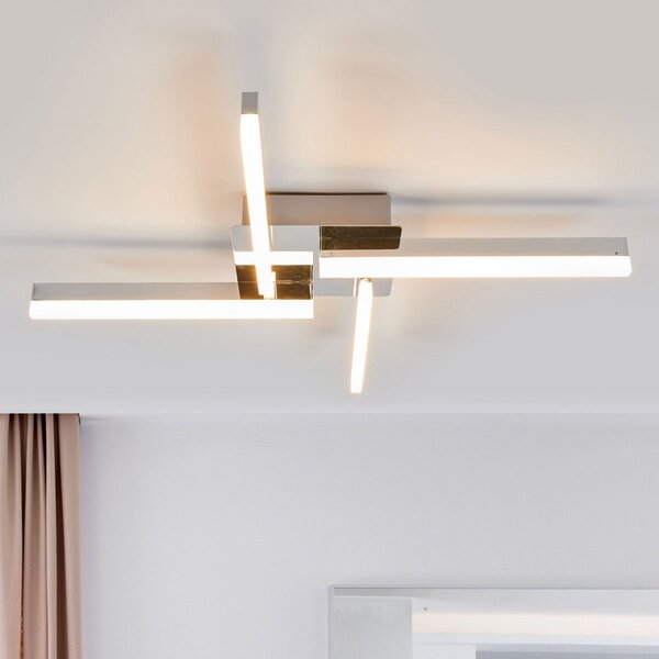 Lindby LED stropna svjetiljka Patrik, 59 cm, 4 žarulje, krom, IP44, Metalik, kupaonica, Metal