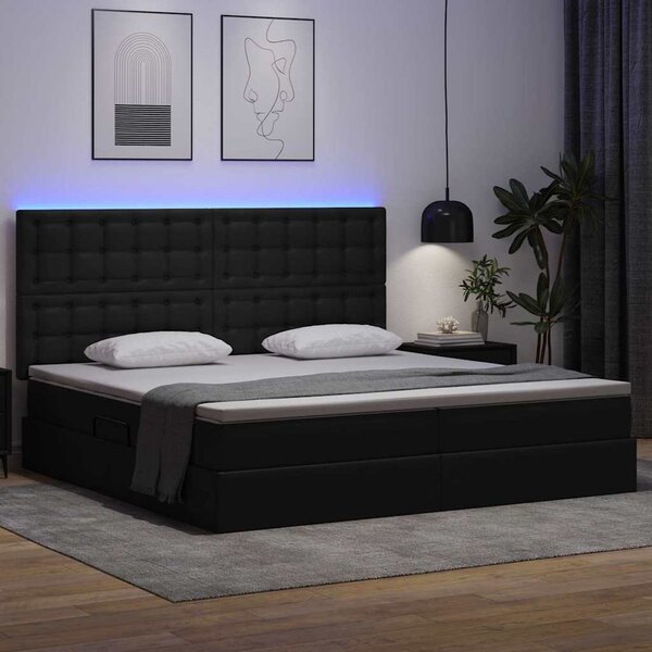 Krevet s prostorom za pohranu s LED-om Crna 200 x 200 cm - Crna / 200 x 200 cm