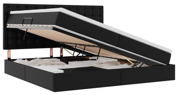 Krevet s prostorom za pohranu s LED-om Crna 200 x 200 cm - Crna / 200 x 200 cm