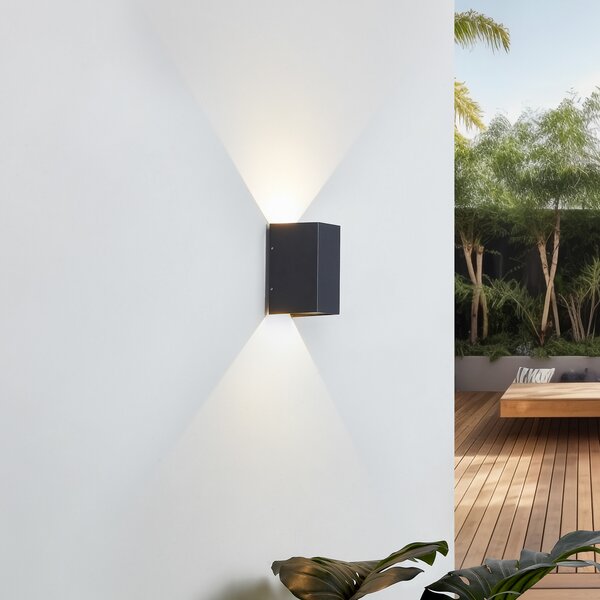 Lucande LED zidna lampa Kimian, visina 17 cm, antracit, IP54, Crno, Metal