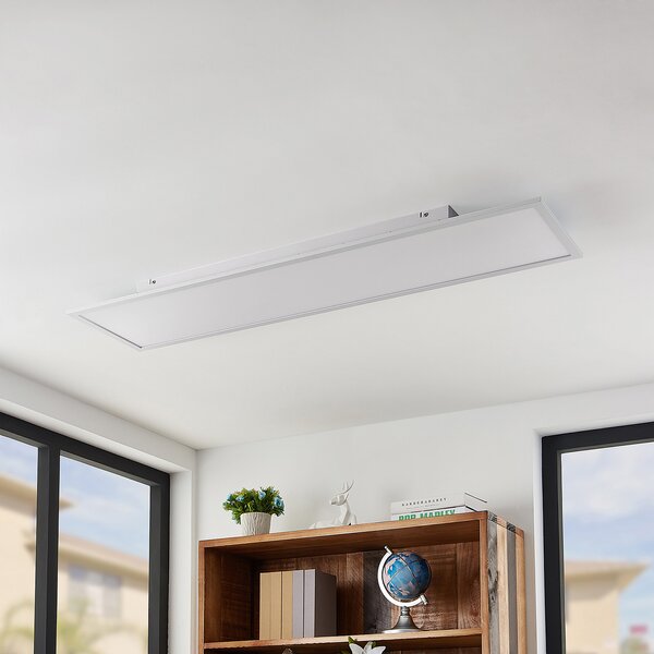 Lindby LED panel Quais, 30 x 120 cm, bijela, aluminij, 4.000K, Bijela, Kuhinja, Aluminij