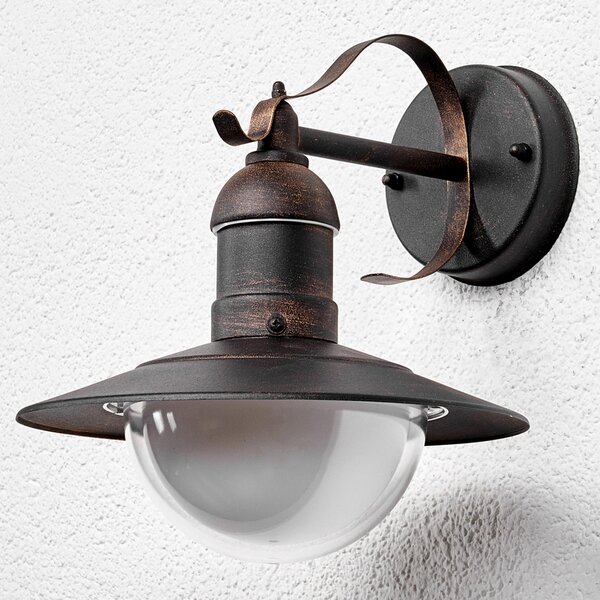 Lindby LED vanjska zidna svjetiljka Clea, širina 24 cm, metal, Bakar, Metal