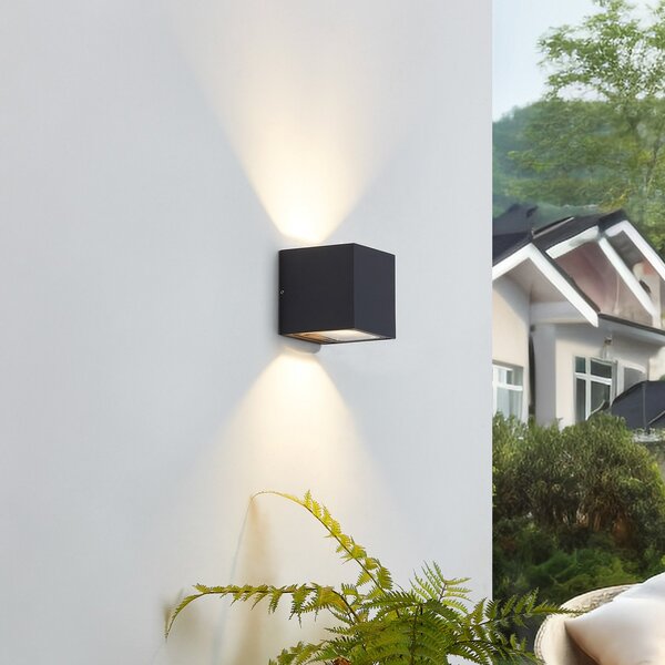 Lucande LED vanjska zidna svjetiljka Merjem, 12 cm, gore/dolje, IP54