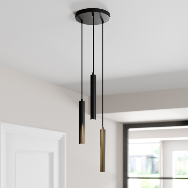 Arcchio LED visilica Franka, 3 žarulje, Ø 24 cm, crna, Crno, Dnevni boravak/blagovaonica, Metal