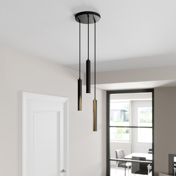 Arcchio LED visilica Franka, 3 žarulje, Ø 24 cm, crna, Crno, Dnevni boravak/blagovaonica, Metal