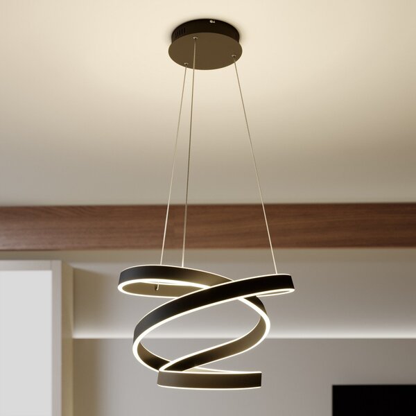 Lindby LED visilica Olada, crna, metal, Ø 51cm, Crno, Dnevni boravak/blagovaonica, Metal
