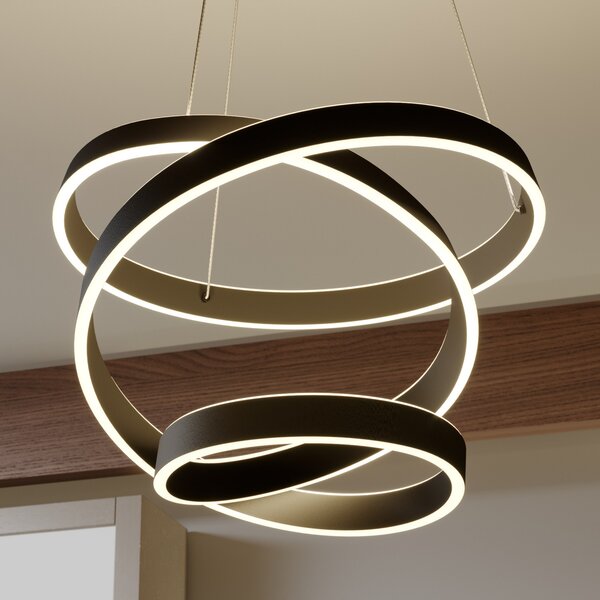 Lindby LED visilica Olada, crna, metal, Ø 51cm, Crno, Dnevni boravak/blagovaonica, Metal