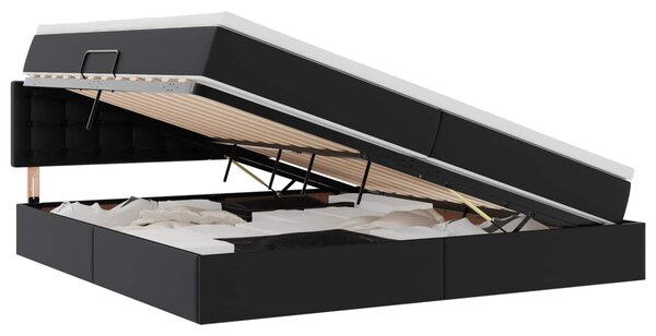 Krevet s prostorom za pohranu s LED-om Svijetlo siva Lažna koža - Smeđa / 200 x 200 cm