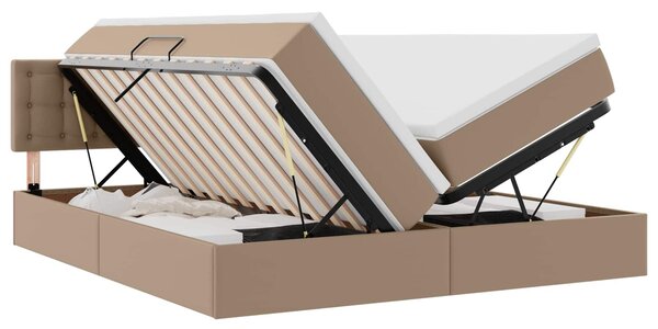 Krevet s od storage s madracem Kapućino 180 x 200 cm Lažna koža - Smeđa / 180 x 200 cm