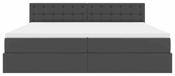 Krevet s prostorom za pohranu s LED-om Svijetlo siva Lažna koža - Smeđa / 200 x 200 cm