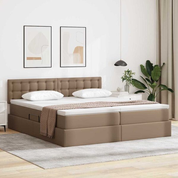 Krevet s od storage s madracem Kapućino 180 x 200 cm Lažna koža - Smeđa / 180 x 200 cm