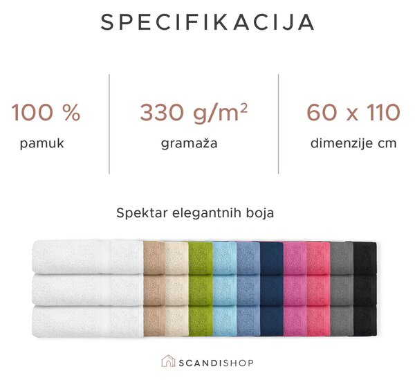 Ručnik CLARYSSE ELEGANCE 60x110 cm bijeli, 100% pamuk