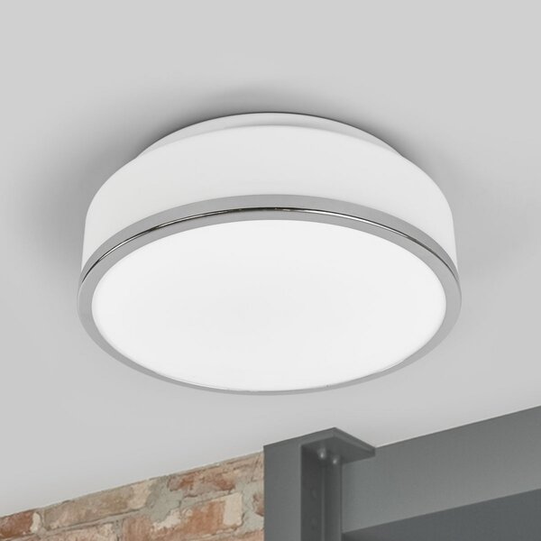 Searchlight Stropna svjetiljka Flush IP44, Ø 28cm, krom, prigušiva, Bijela, kupaonica, Staklo