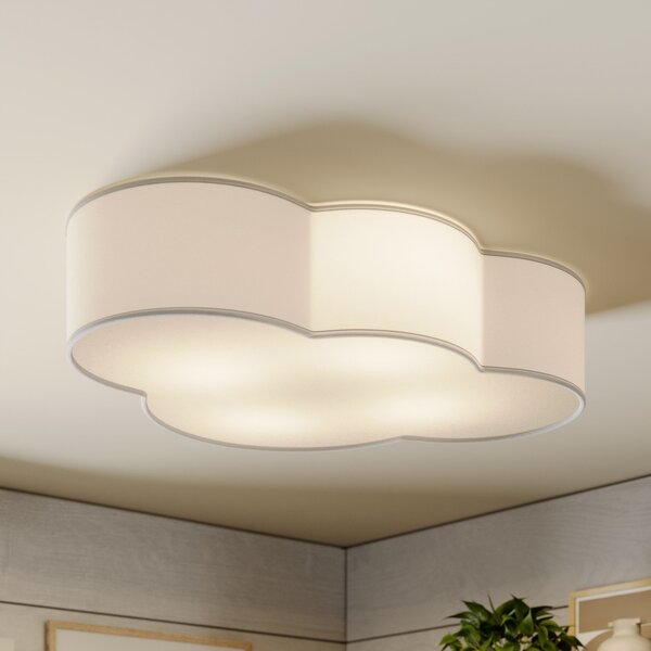 TK Lighting Stropna svjetiljka Cloud, bijela, tekstil, dužina 62 cm, E27, 4 žarulje., prigušiva, Bijela, Dnevni boravak/blagovaonica, Tkanina / tekstil