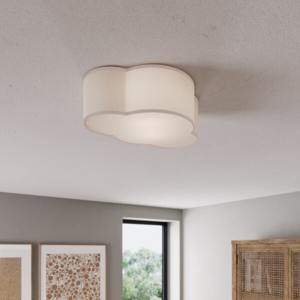 TK Lighting Stropna svjetiljka Cloud od tekstila, duljine 41 cm, sive boje, prigušiva, Sivo, Dnevni boravak/blagovaonica, Tkanina / tekstil