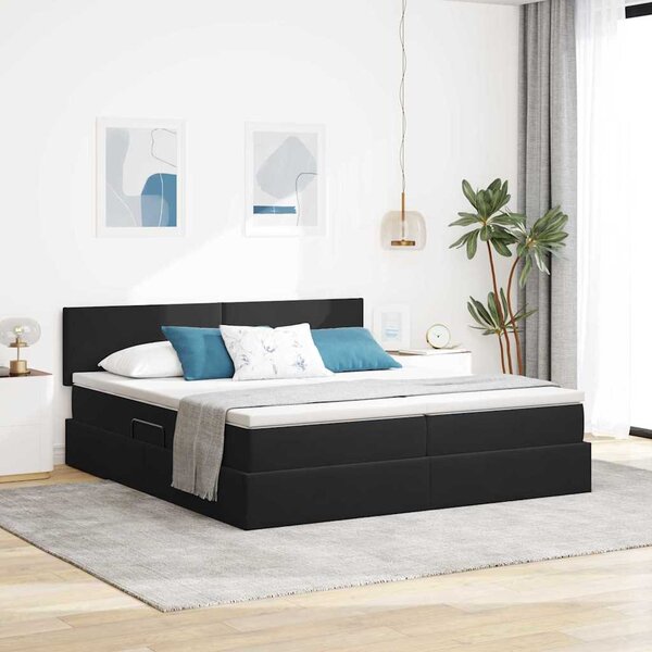 Krevet s od storage s uzglavljem s pohranom Crna 90 x 200 cm - Crna / 90 x 200 cm
