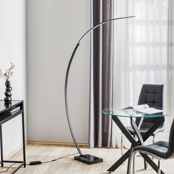 Trio Lighting Bangkok LED lučna podna lampa, mat crna, prigušiva, Crno, Dnevni boravak/blagovaonica, Metal