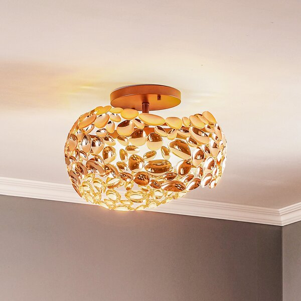 Schuller Valencia Narisa LED stropna svjetiljka, Ø 46 cm, ružičasto zlato, Dnevni boravak/blagovaonica, Metal