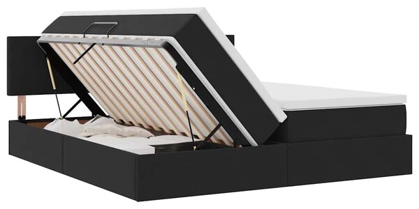 Krevet s od storage s uzglavljem s pohranom Crna 90 x 200 cm - Crna / 90 x 200 cm