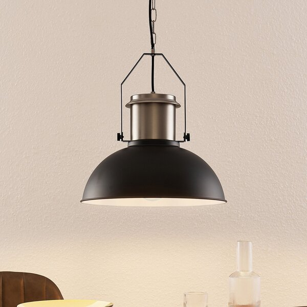 Lindby Freitjof viseća lampa crna/mat nikal, prigušiva, Crno, Dnevni boravak/blagovaonica, Metal