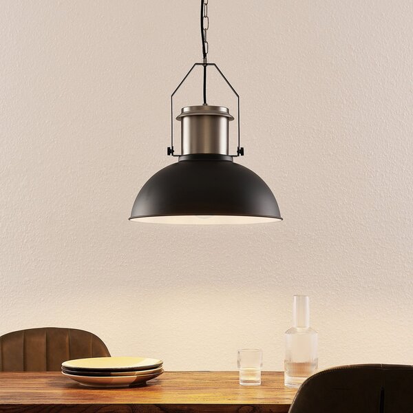 Lindby Freitjof viseća lampa crna/mat nikal, prigušiva, Crno, Dnevni boravak/blagovaonica, Metal