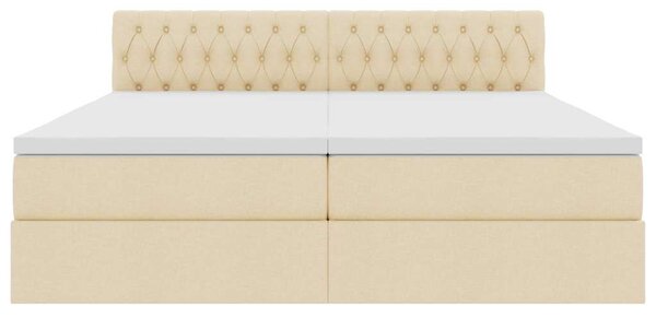 Krevet s od storage s madracem Krema 180 x 200 cm Lažna koža - Krem / 180 x 200 cm