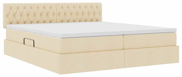 Krevet s od storage s madracem Krema 180 x 200 cm Lažna koža - Krem / 180 x 200 cm