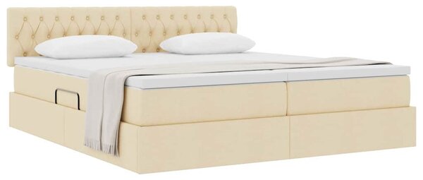 Krevet s od storage s madracem Krema 180 x 200 cm Lažna koža - Krem / 180 x 200 cm