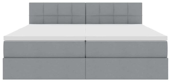 Krevet s od storage Svijetlo siva 180 x 200 cm Lažna koža - Siva / 180 x 200 cm