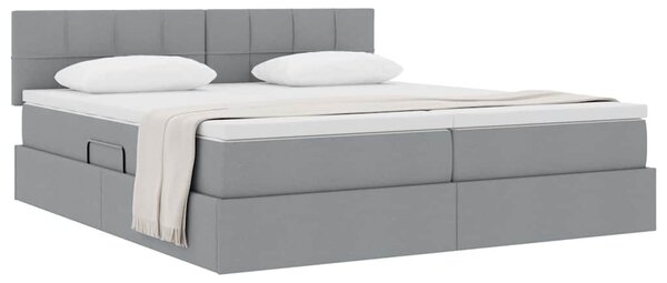 Krevet s od storage Svijetlo siva 180 x 200 cm Lažna koža - Siva / 180 x 200 cm
