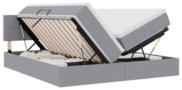 Krevet s od storage Svijetlo siva 180 x 200 cm Lažna koža - Siva / 180 x 200 cm