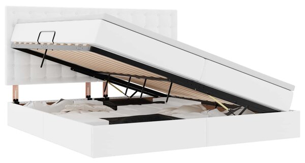 Krevet s od storage Čista bijela 200 x 200 cm Lažna koža - Bijela / 200 x 200 cm