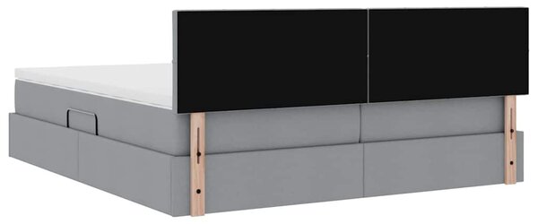 Krevet s od storage Svijetlo siva 180 x 200 cm Lažna koža - Siva / 180 x 200 cm