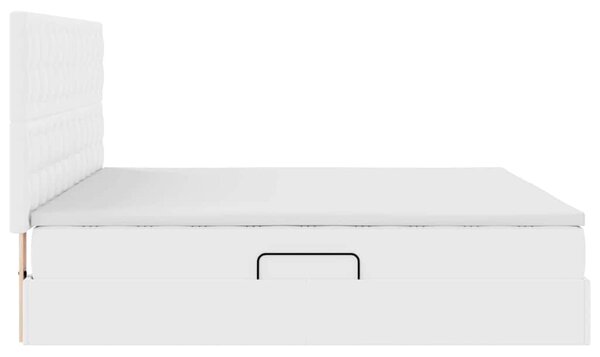 Krevet s od storage Čista bijela 200 x 200 cm Lažna koža - Bijela / 200 x 200 cm