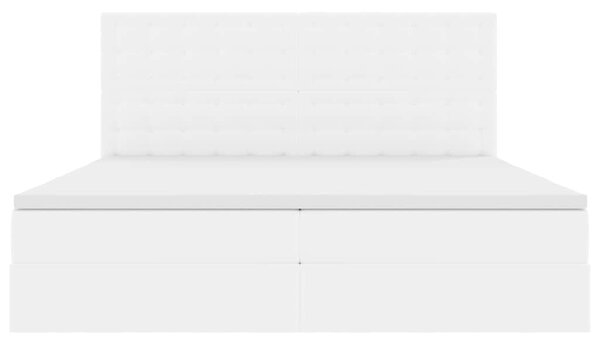 Krevet s od storage Čista bijela 200 x 200 cm Lažna koža - Bijela / 200 x 200 cm