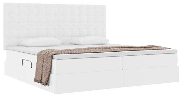 Krevet s od storage Čista bijela 200 x 200 cm Lažna koža - Bijela / 200 x 200 cm