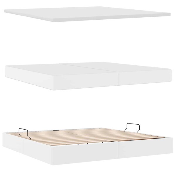Krevet s od storage Čista bijela 200 x 200 cm Lažna koža - Bijela / 200 x 200 cm