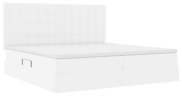 Krevet s od storage Čista bijela 200 x 200 cm Lažna koža - Bijela / 200 x 200 cm