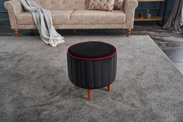 Atelier Del Sofa Tabure, Antracit Ružičasta, Lindy Puf - Black