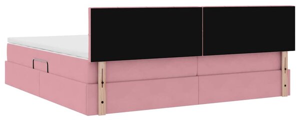 Krevet s od storage s madracem Ružičasta 200 x 200 cm Baršun - Ružičasta / 200 x 200 cm